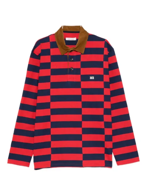 Wales Bonner striped corduroy-collar polo shirt