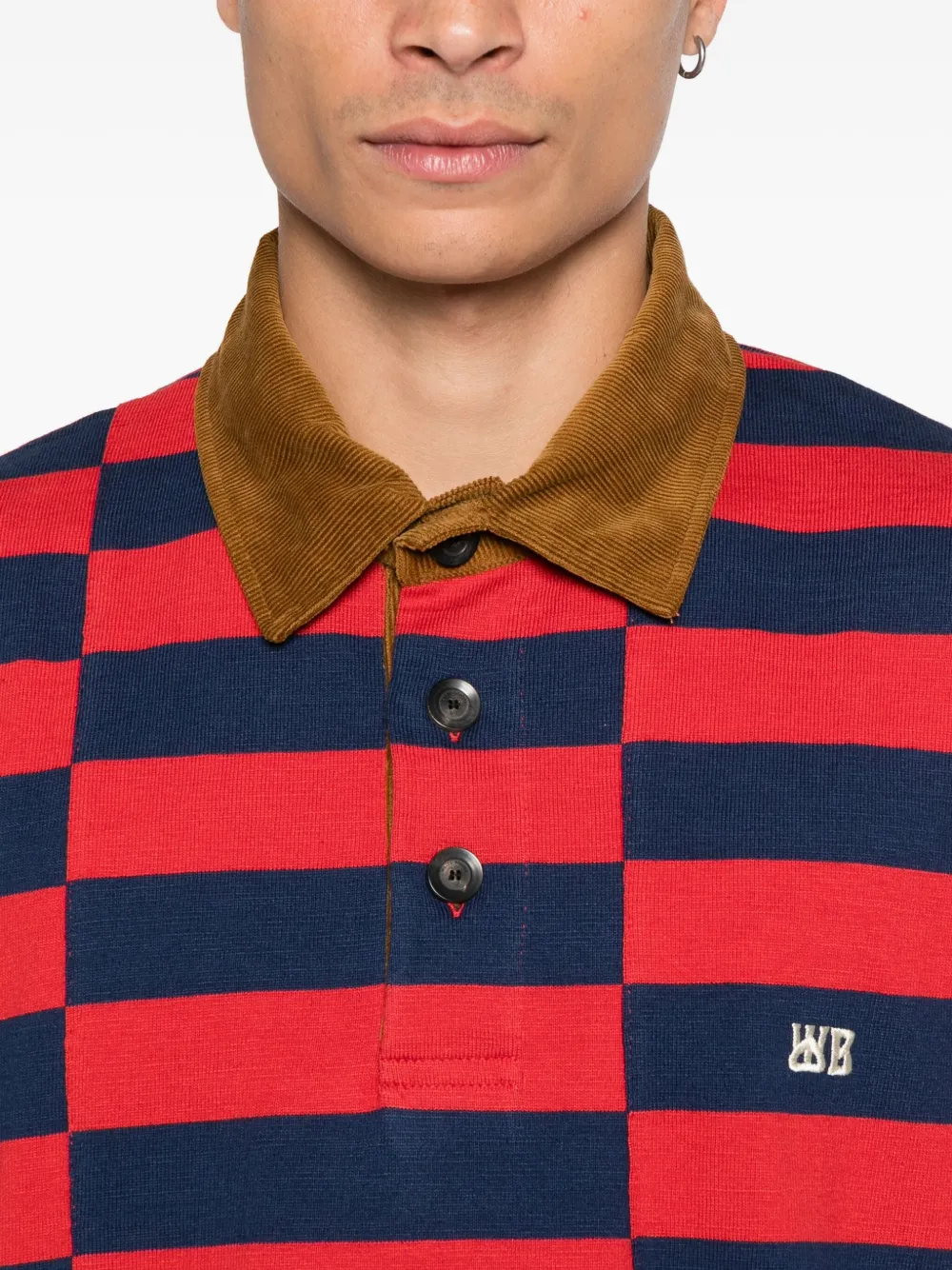 Wales Bonner Poloshirt met ribfluwelen kraag Rood