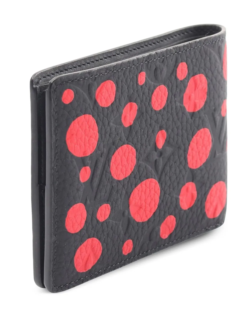 Pre-owned Louis Vuitton 2021-2025 Yayoi Kusama Monogram Taurillon Infinity Dots Slender Wallet Small Wallets In Black