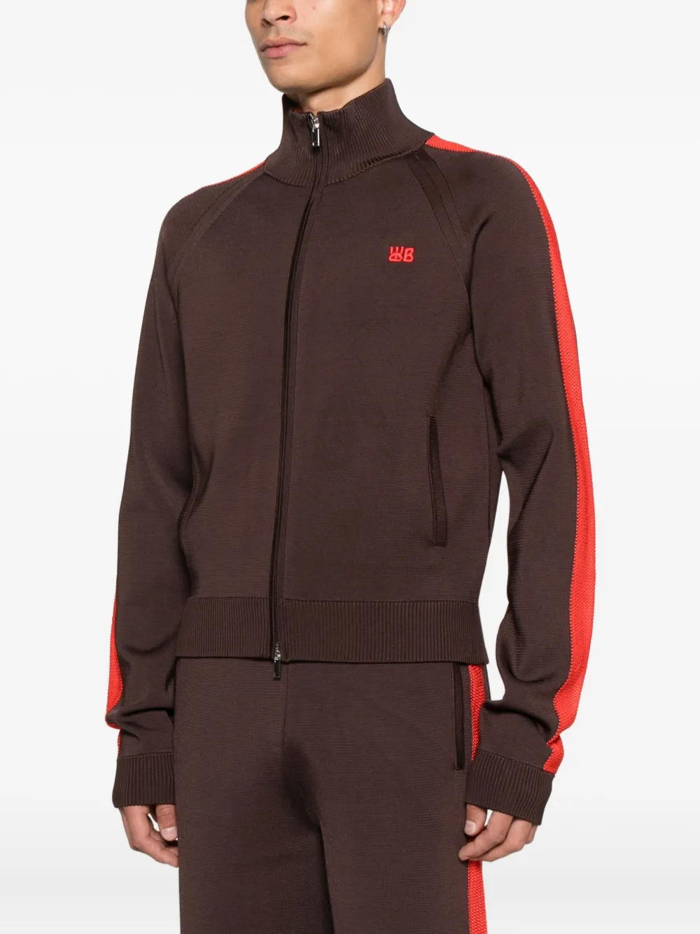 Wales Bonner Gestreepte sweater met ritssluiting Bruin