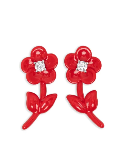 SHUSHU/TONG aretes con aplique de flor