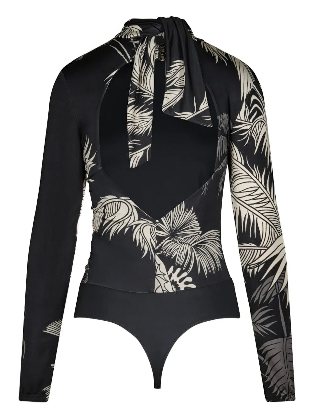 Johanna Ortiz Truly Tropical Long-sleeve Bodysuit In Black