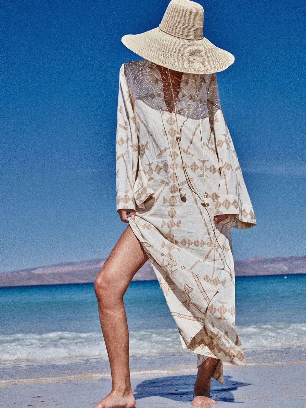 Johanna Ortiz Savannah Geometric-print Maxi Dress In Neutral