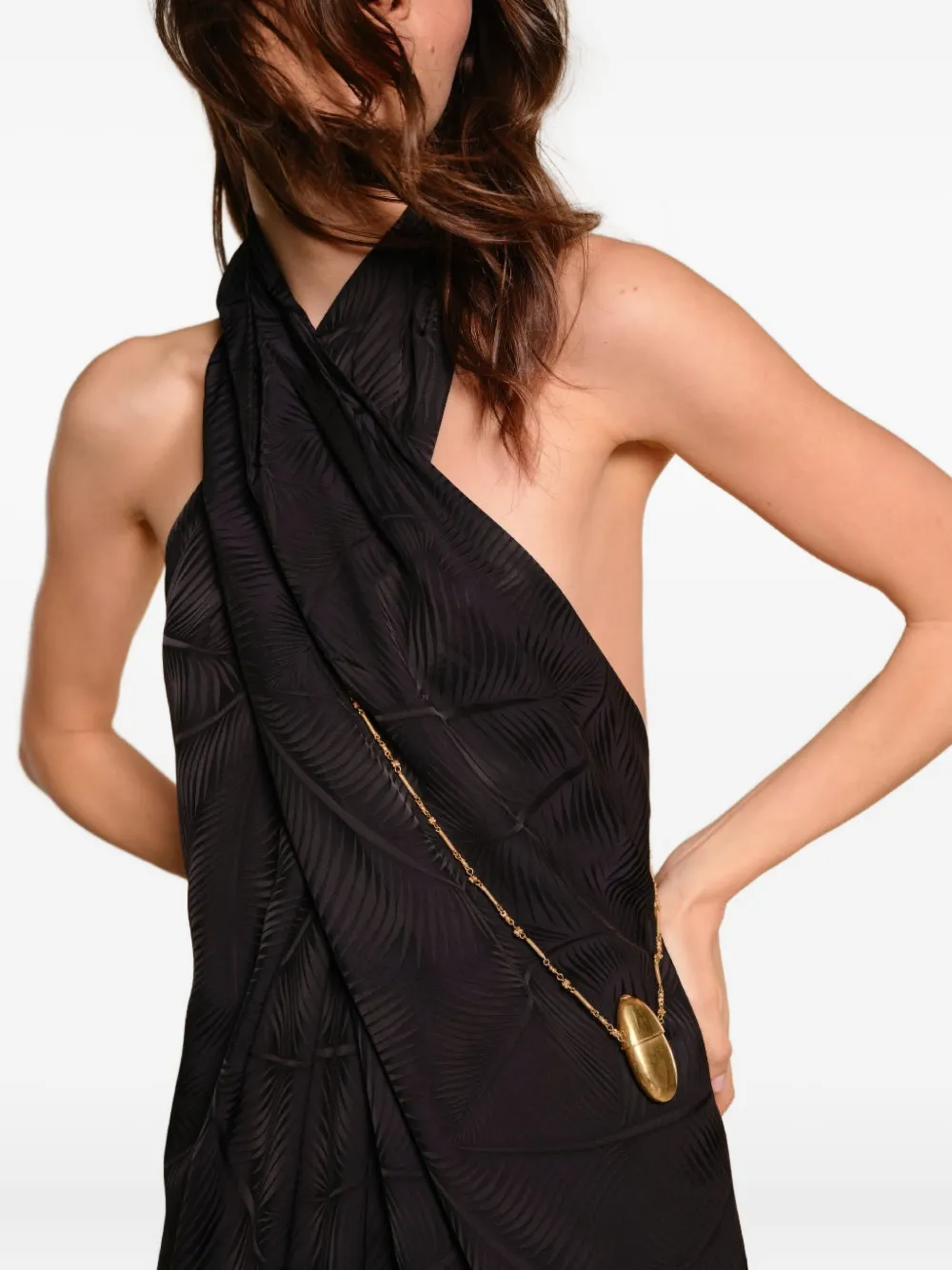 Johanna Ortiz Silent Water Jacquard Dress In Black
