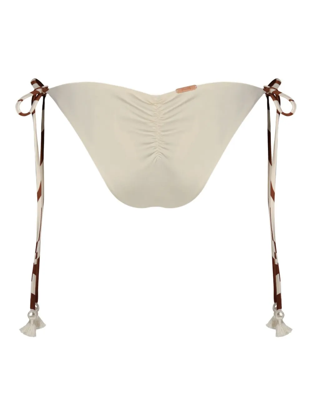 Johanna Ortiz Bikinislip met print en kwastje Beige