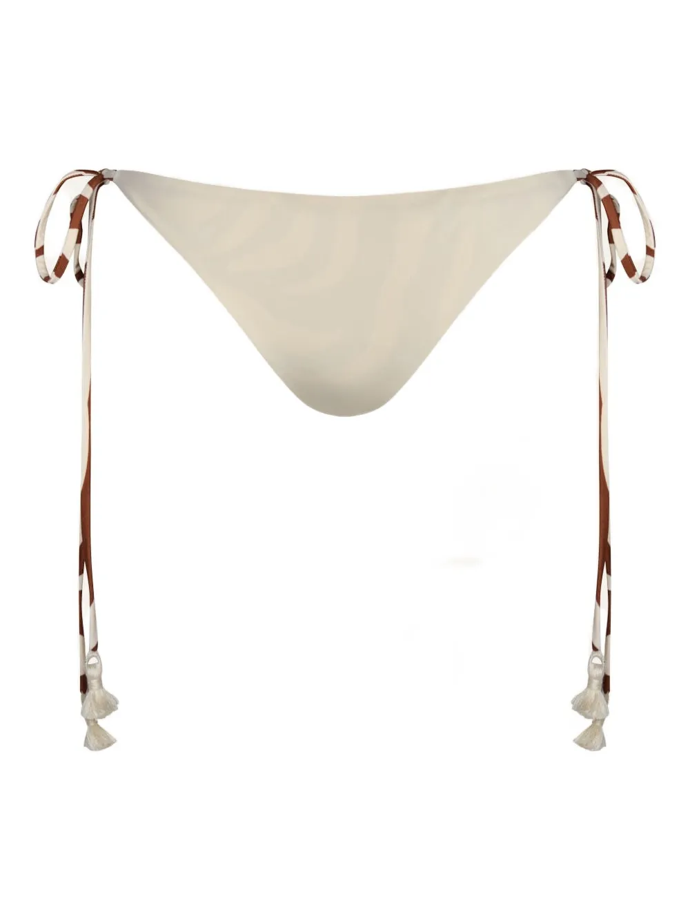Johanna Ortiz Bikinislip met print en kwastje Beige