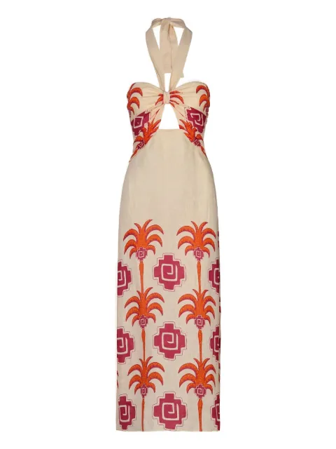 Johanna Ortiz Water Adventure halterneck printed linen midi dress