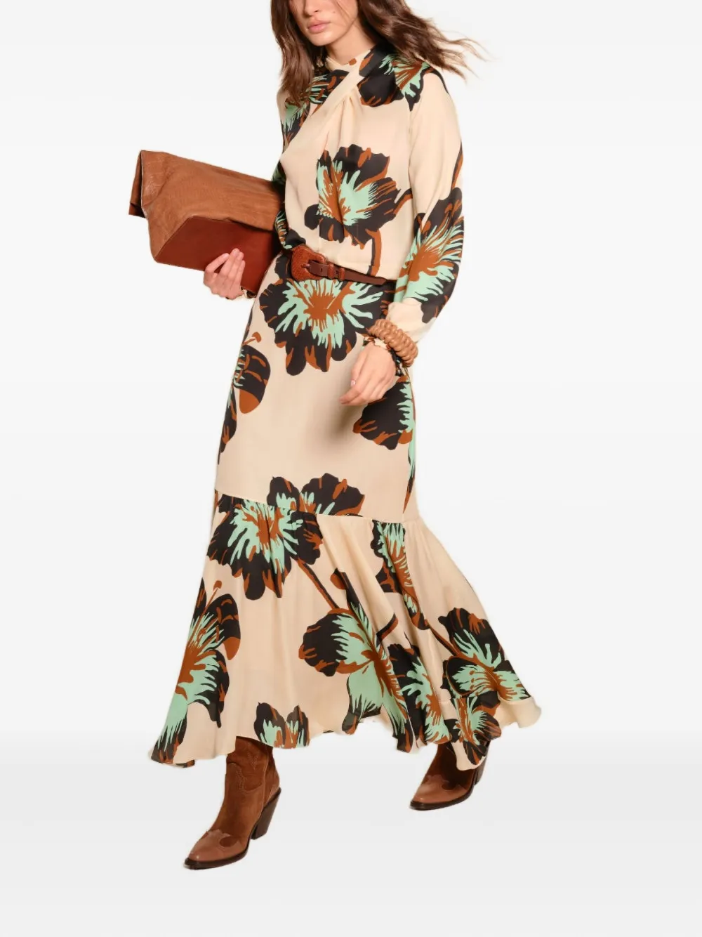 Johanna Ortiz Buena Vista Floral Maxi Skirt In Neutral