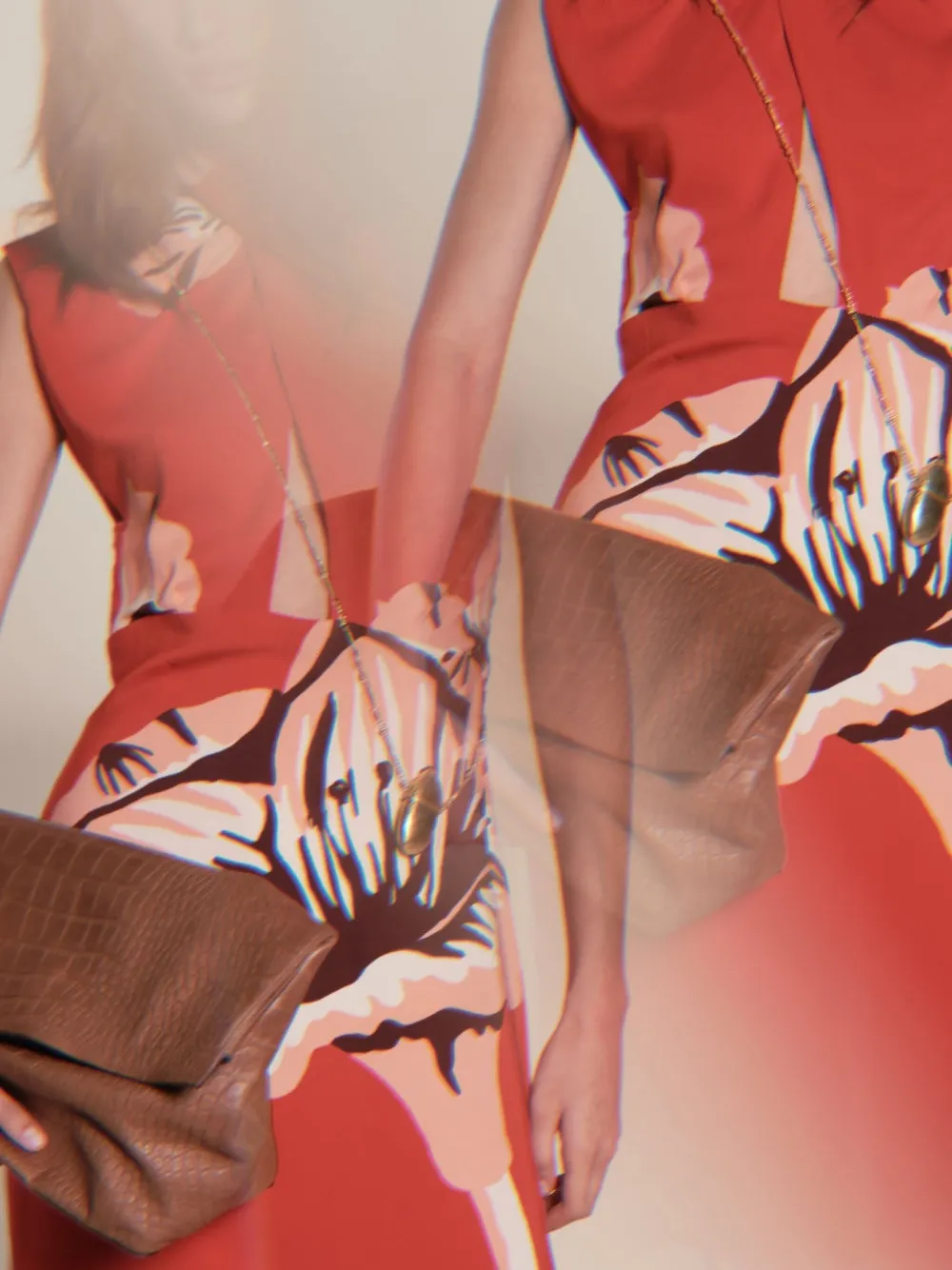 Johanna Ortiz Al Son De Las Astromelias Twisted Floral Midi Dress In Red