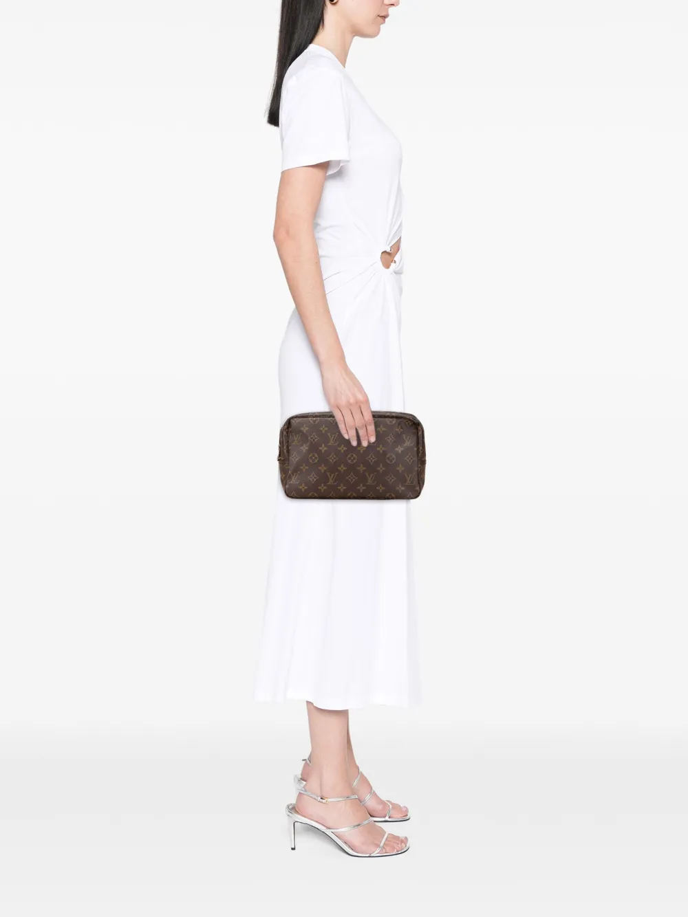 Pre-owned Louis Vuitton 1987 Monogram Trousse Toilette 28 Clutch Bag In Brown