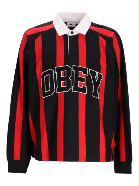 Obey striped long-sleeve polo shirt