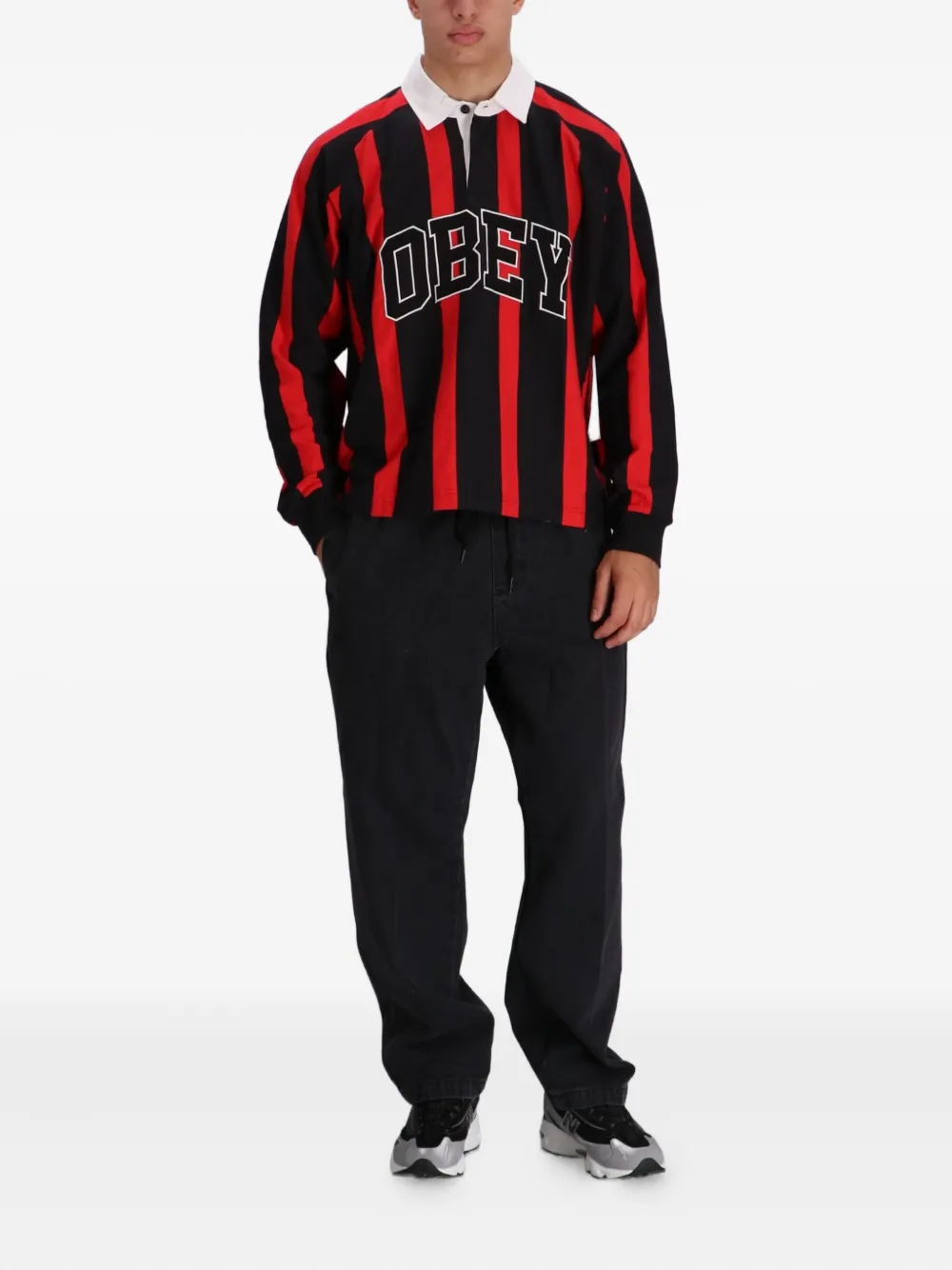 Obey Gestreept poloshirt - Zwart