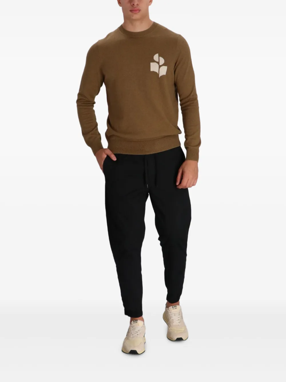 MARANT Trui met ronde hals en logo - Bruin