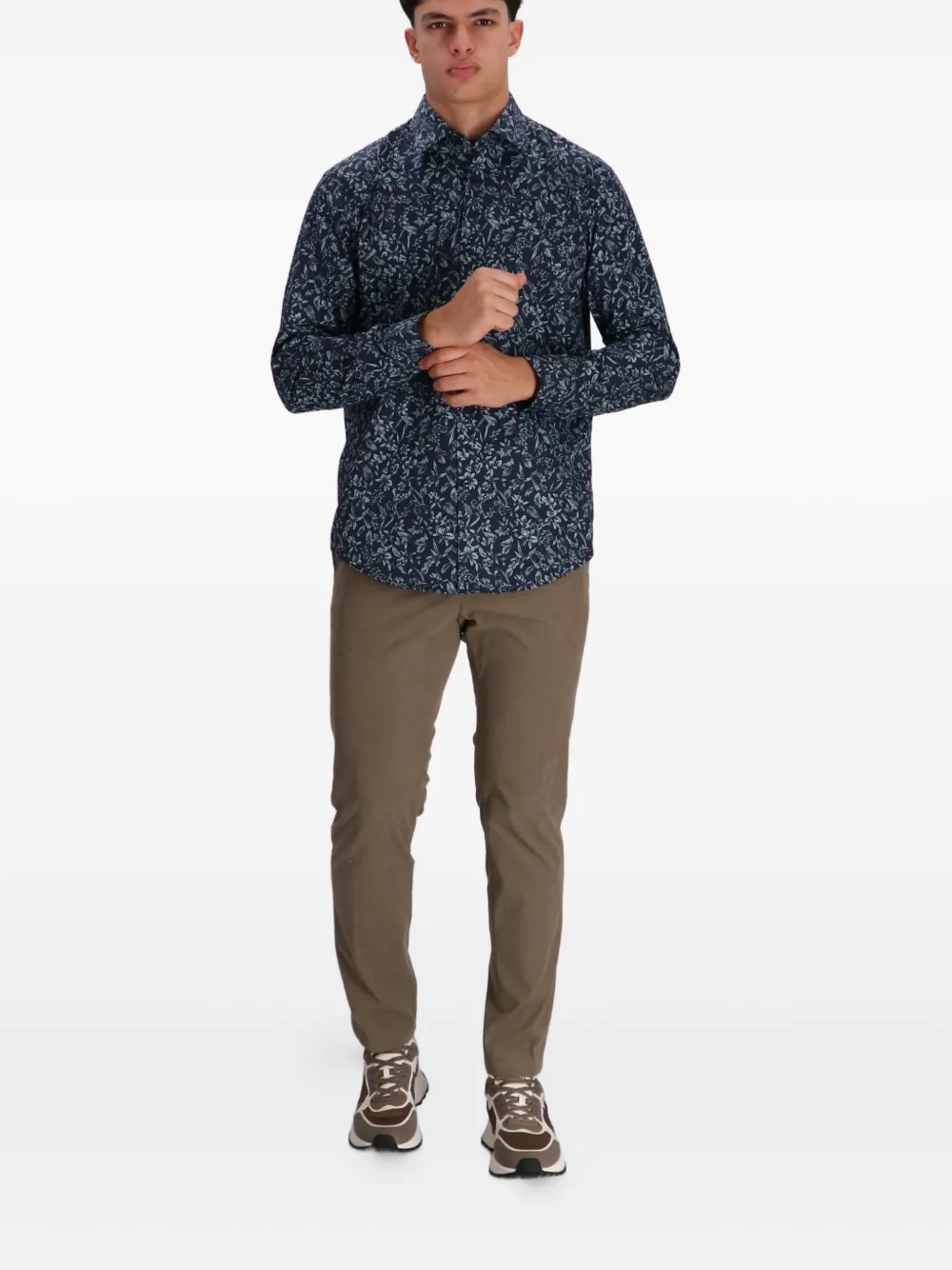 BOSS Overhemd met bloemenprint - Blauw