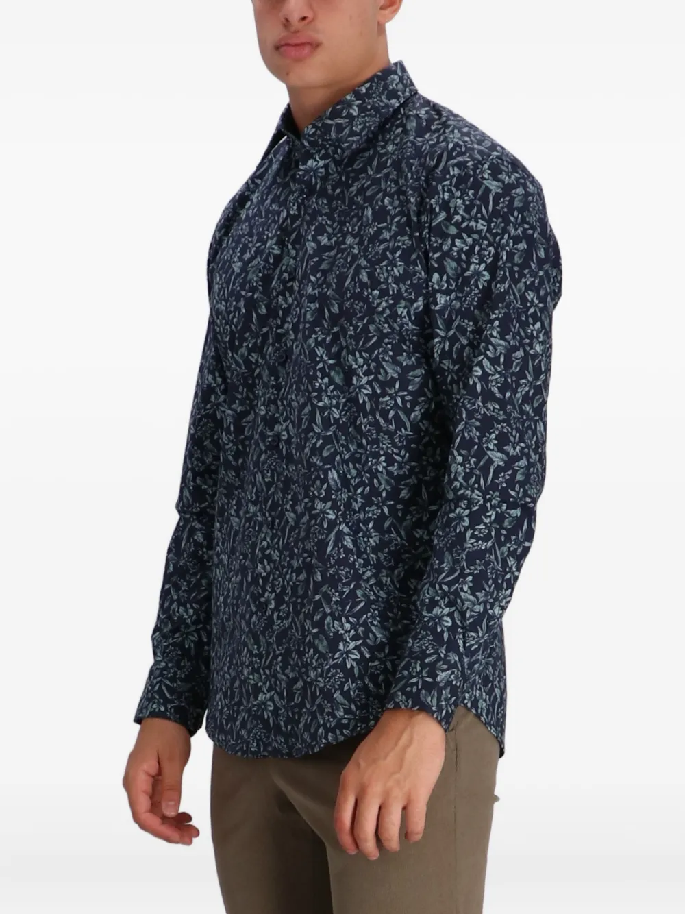 BOSS Overhemd met bloemenprint Blauw