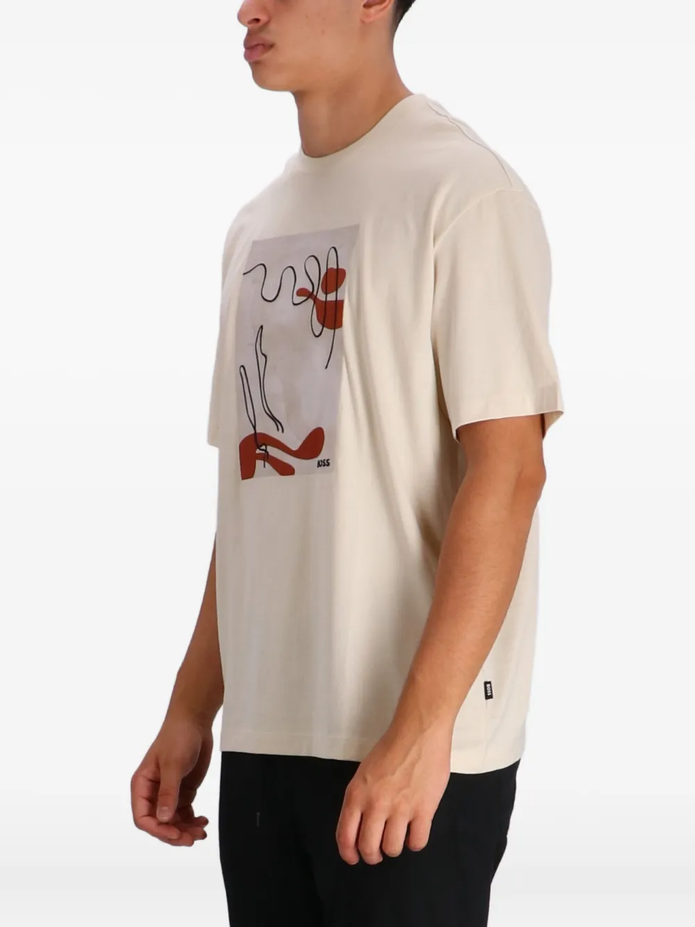 BOSS T-shirt met grafische print Beige