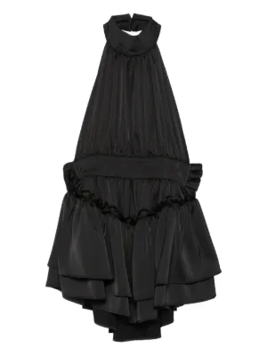 noire swimwear ruched halterneck mini dress Black Ruched Halterneck Mini Dress L