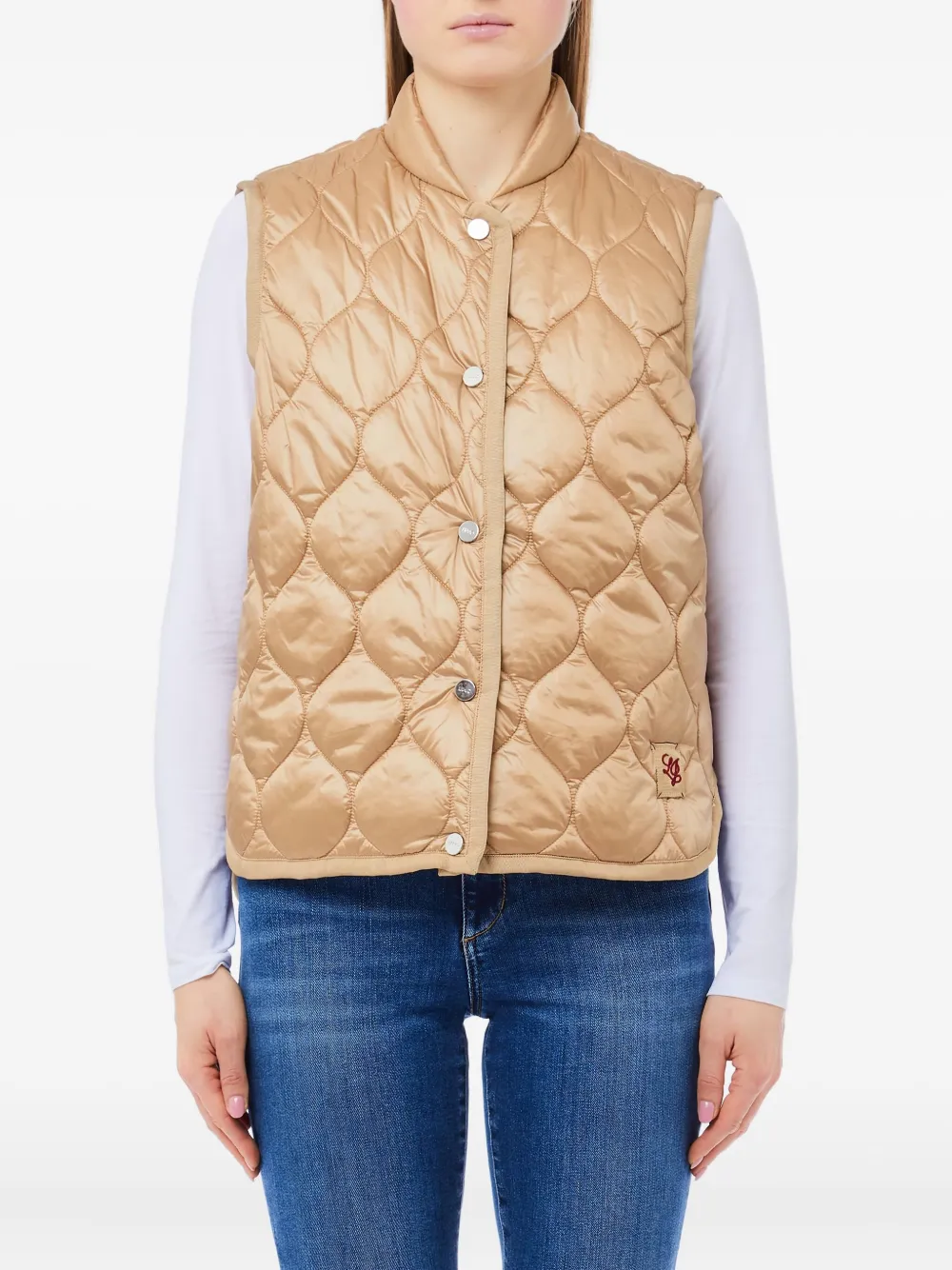 Liu •jo Quilted Gilet In Neutral