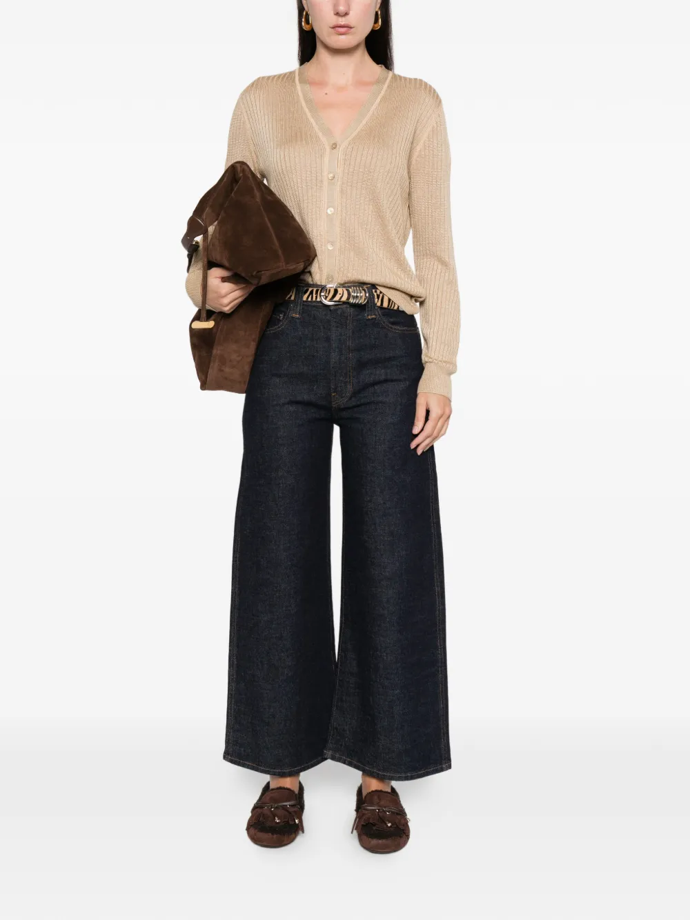 Lauren Ralph Lauren Ribgebreid vest met knopen Beige