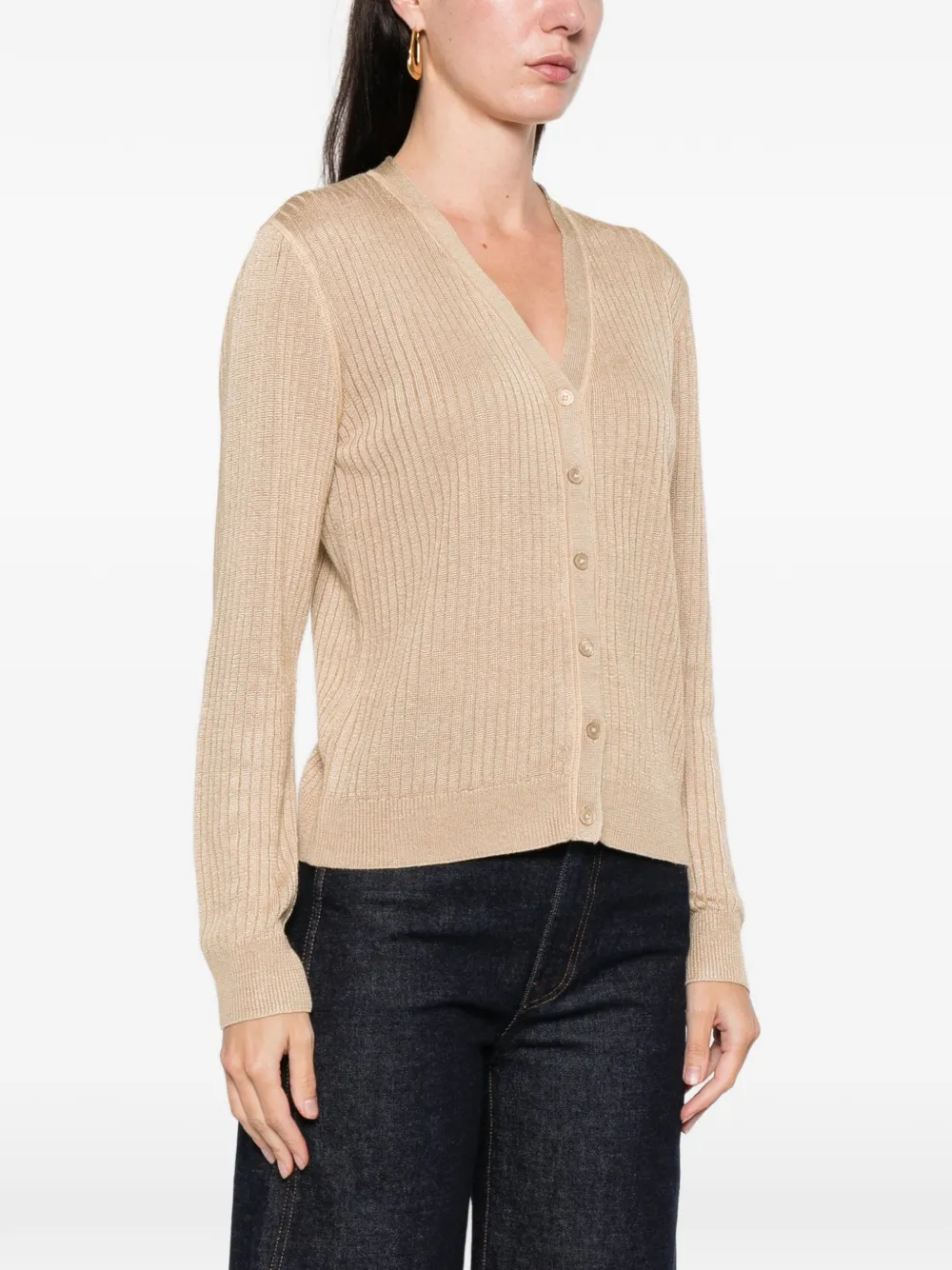 Lauren Ralph Lauren Ribgebreid vest met knopen Beige