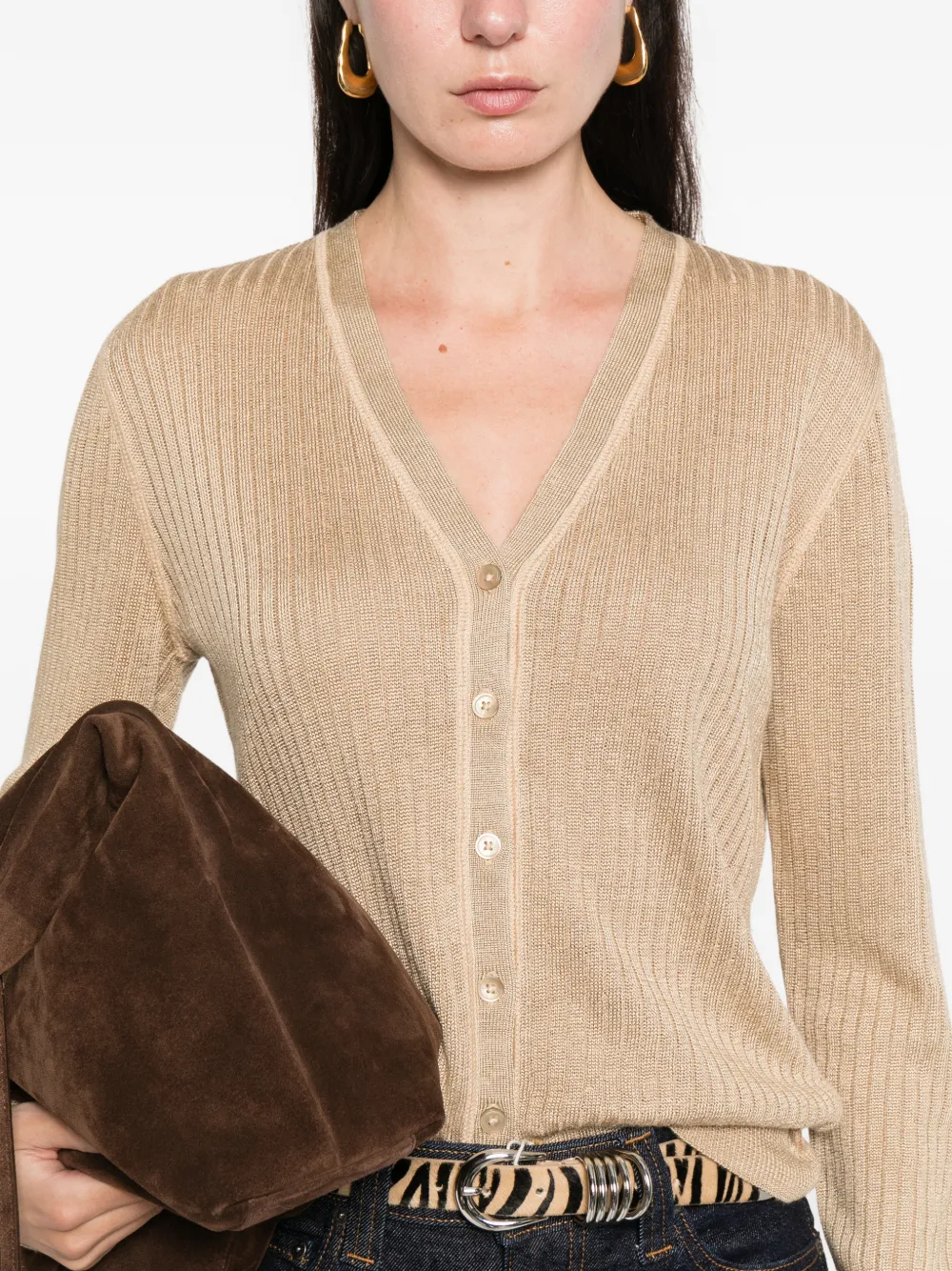 Lauren Ralph Lauren Ribgebreid vest met knopen Beige