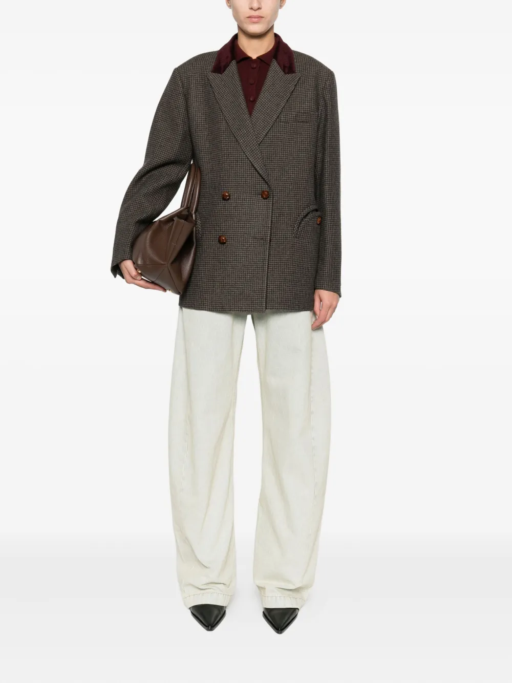 Blazé Milano Double-breasted Corduroy-collar Blazer In Brown