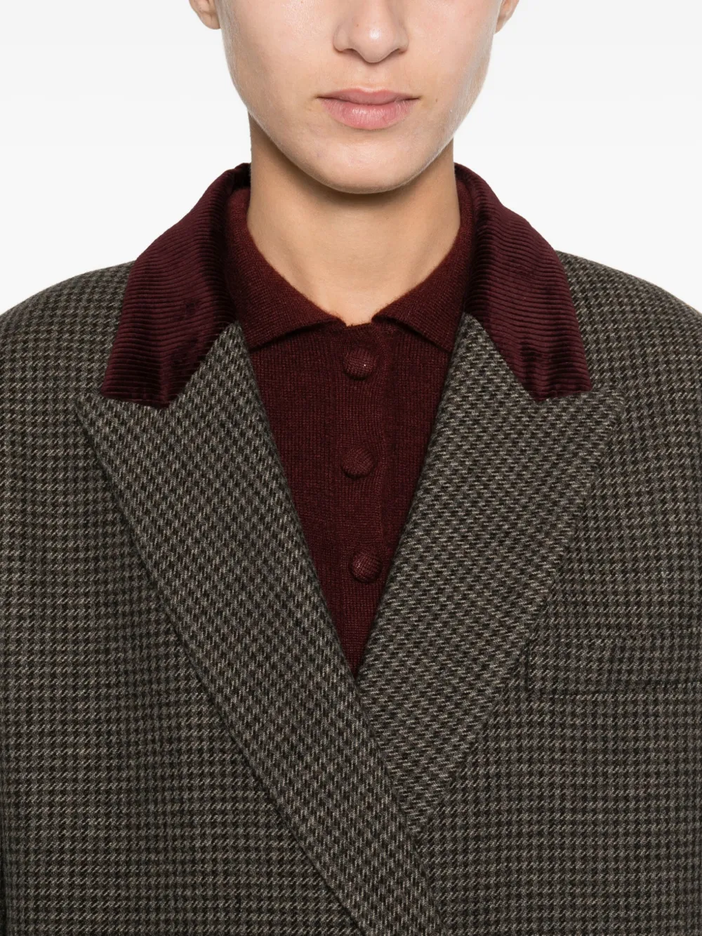 Blazé Milano Double-breasted Corduroy-collar Blazer In Brown