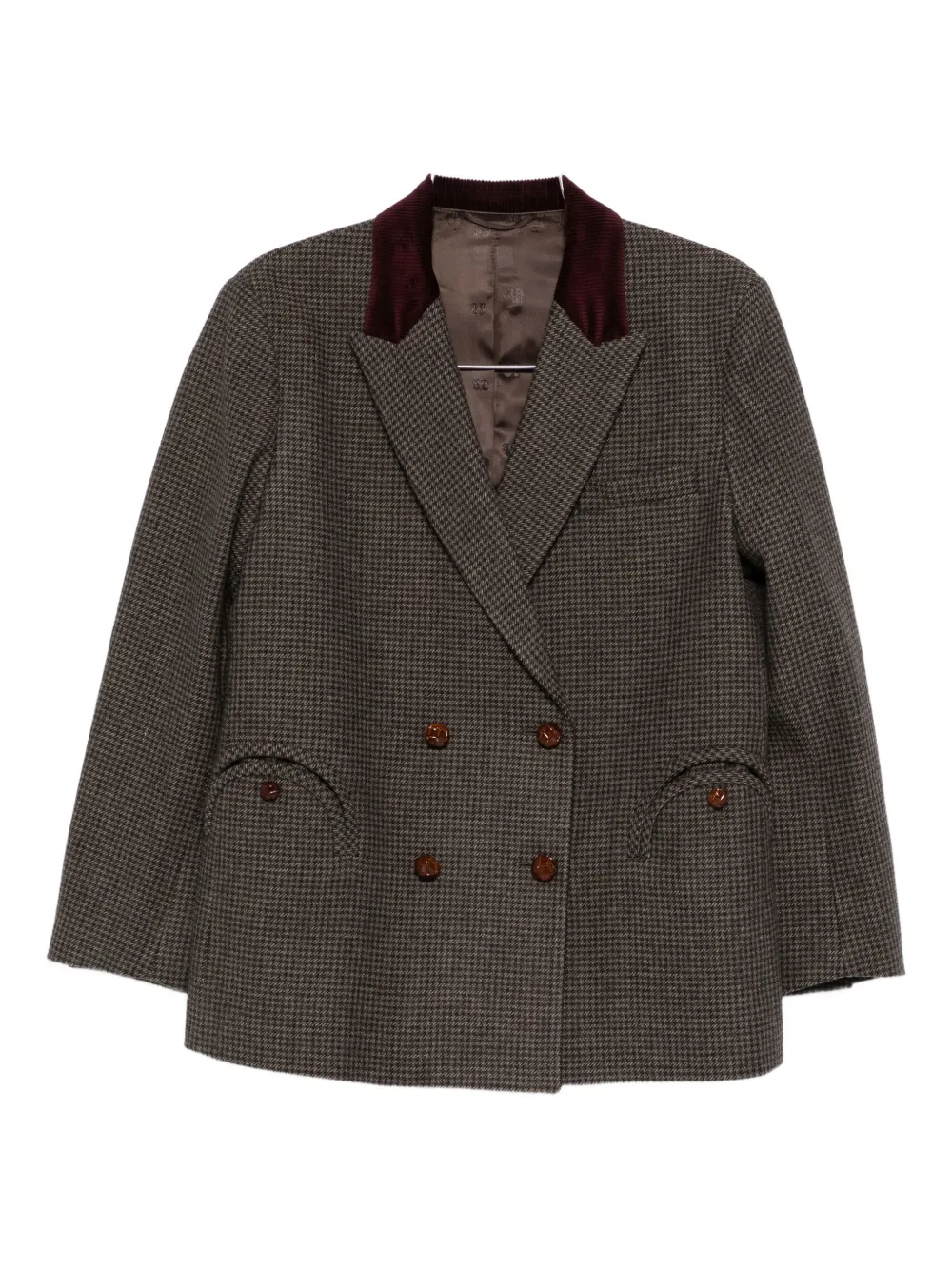Blazé Milano Double-breasted Corduroy-collar Blazer In Brown