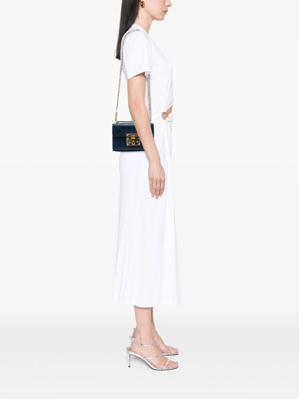 Pre-owned Gucci 2016-2025 Small Ssima Padlock Crossbody Bag In Blue
