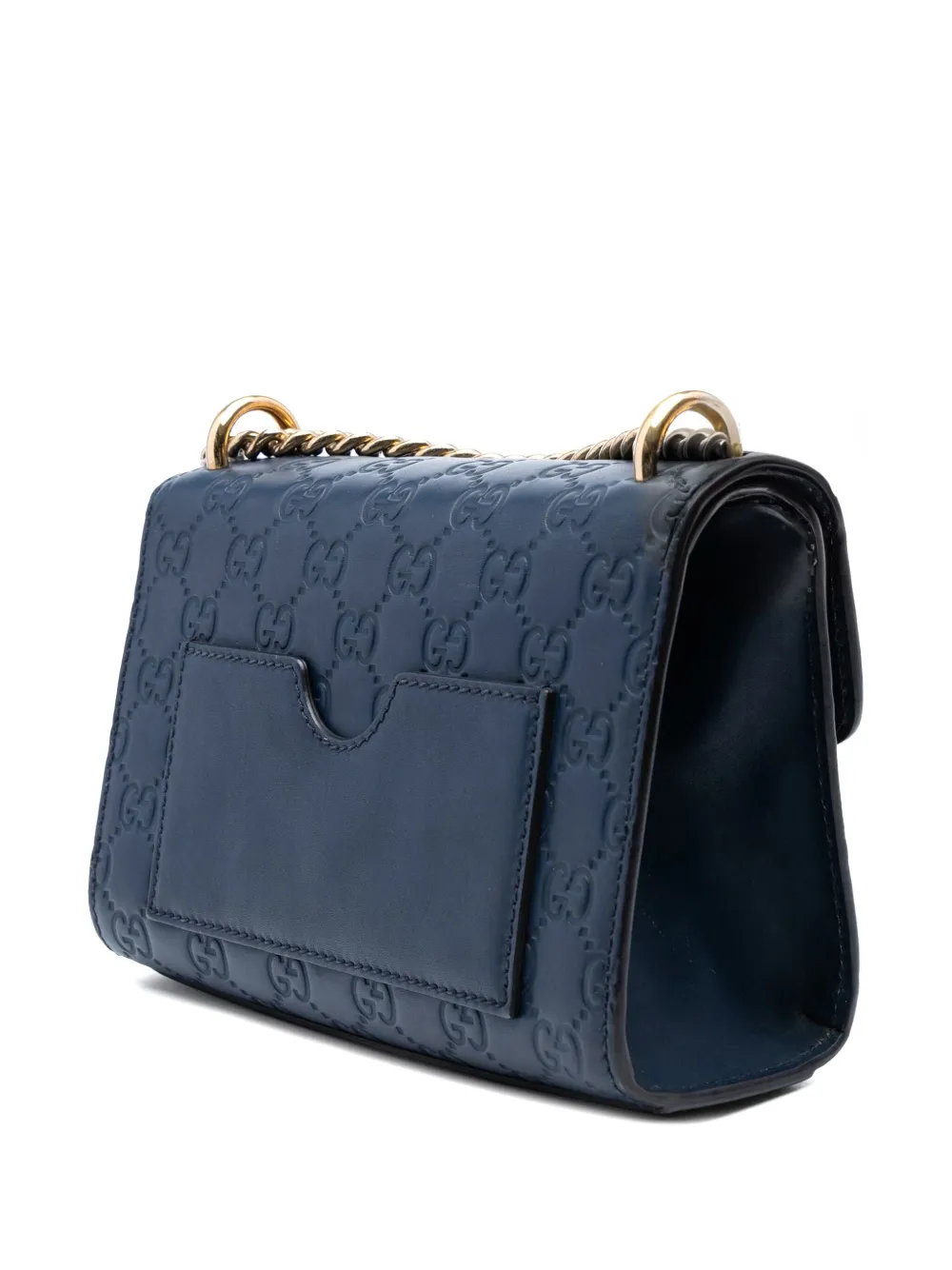 Pre-owned Gucci 2016-2025 Small Ssima Padlock Crossbody Bag In Blue