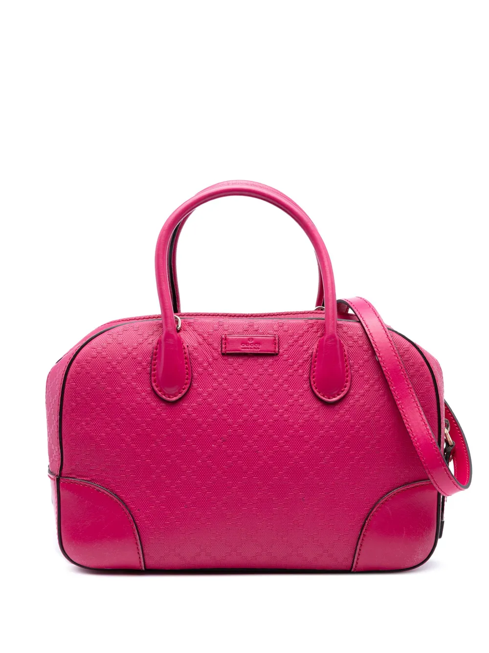 Pre-owned Gucci 2016-2025 Diamante Bright Leather Satchel In Pink