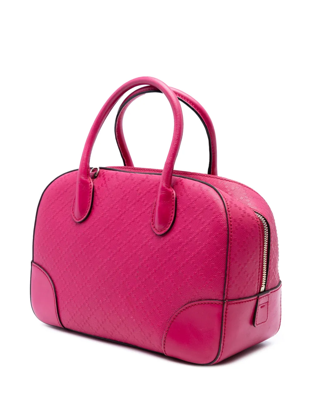 Pre-owned Gucci 2016-2025 Diamante Bright Leather Satchel In Pink