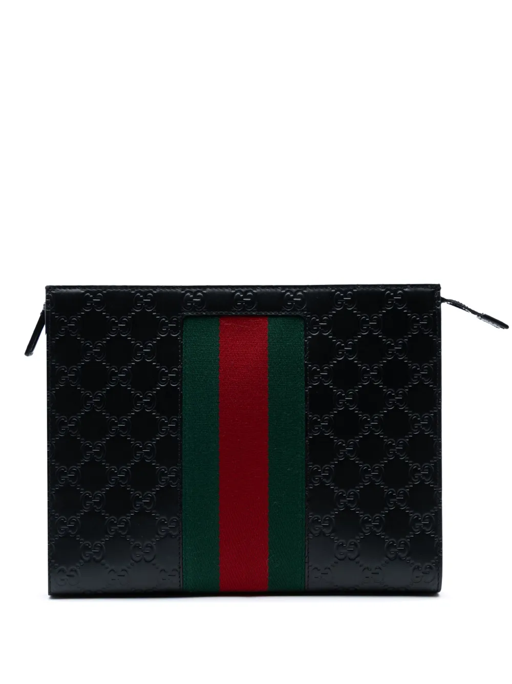 Pre-owned Gucci 2000-2015 Ssima Web Clutch Bag In Black