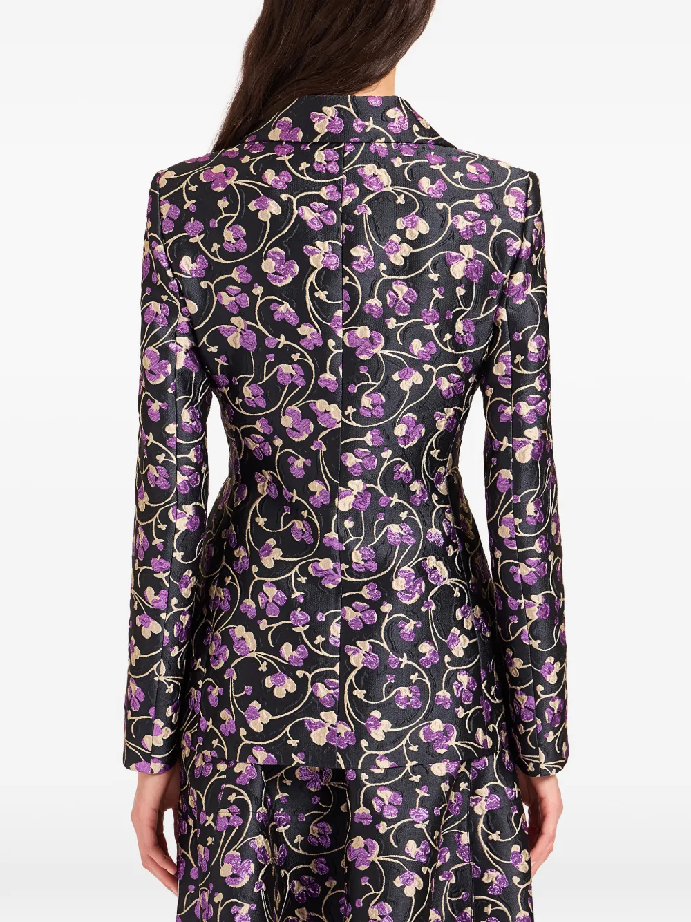  La Doublej Jacquard Floral Blazer - Black 