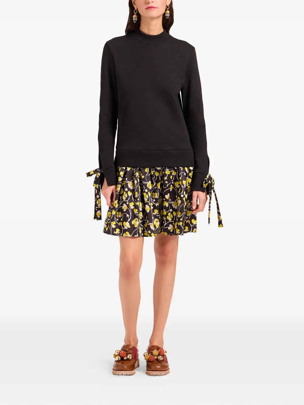 La DoubleJ Sporty mini-jurk met strikdetail - Zwart