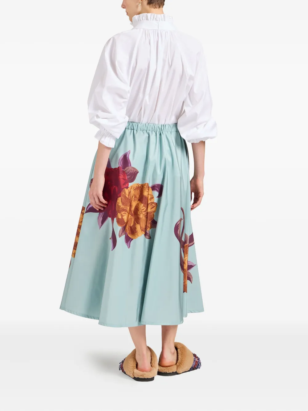 La DoubleJ Rok met bloemenprint - Blauw