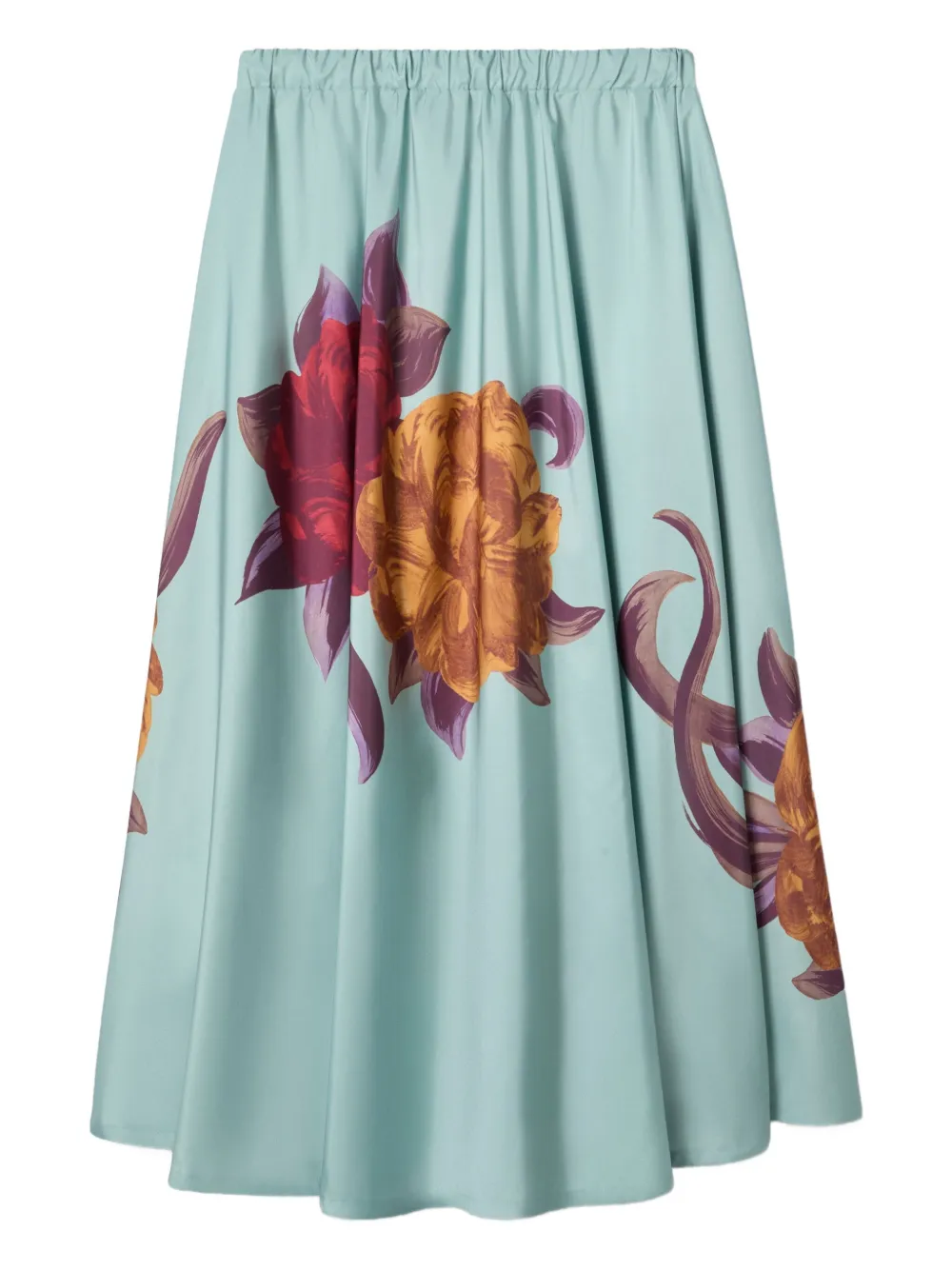 La Doublej Floral Drawstring Midi Skirt In Green