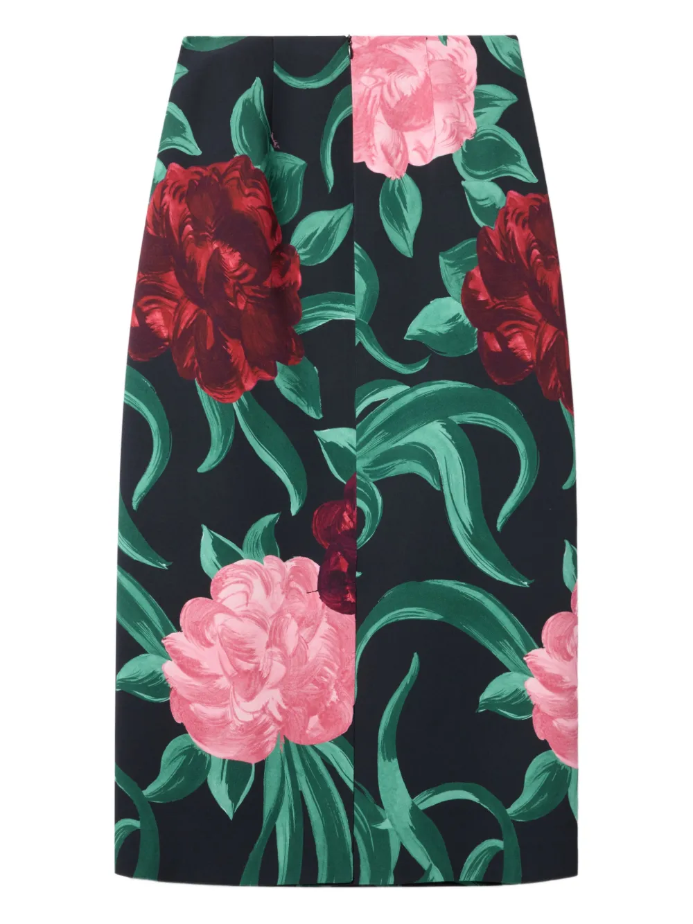 La DoubleJ Midi-rok met bloemenprint Zwart