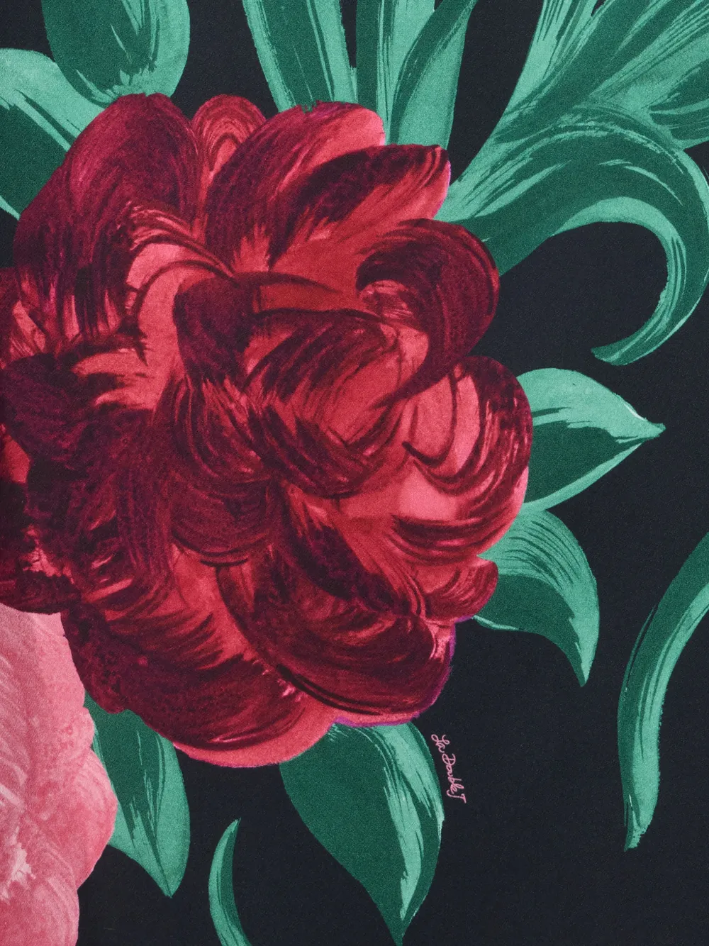 La DoubleJ Midi-rok met bloemenprint Zwart