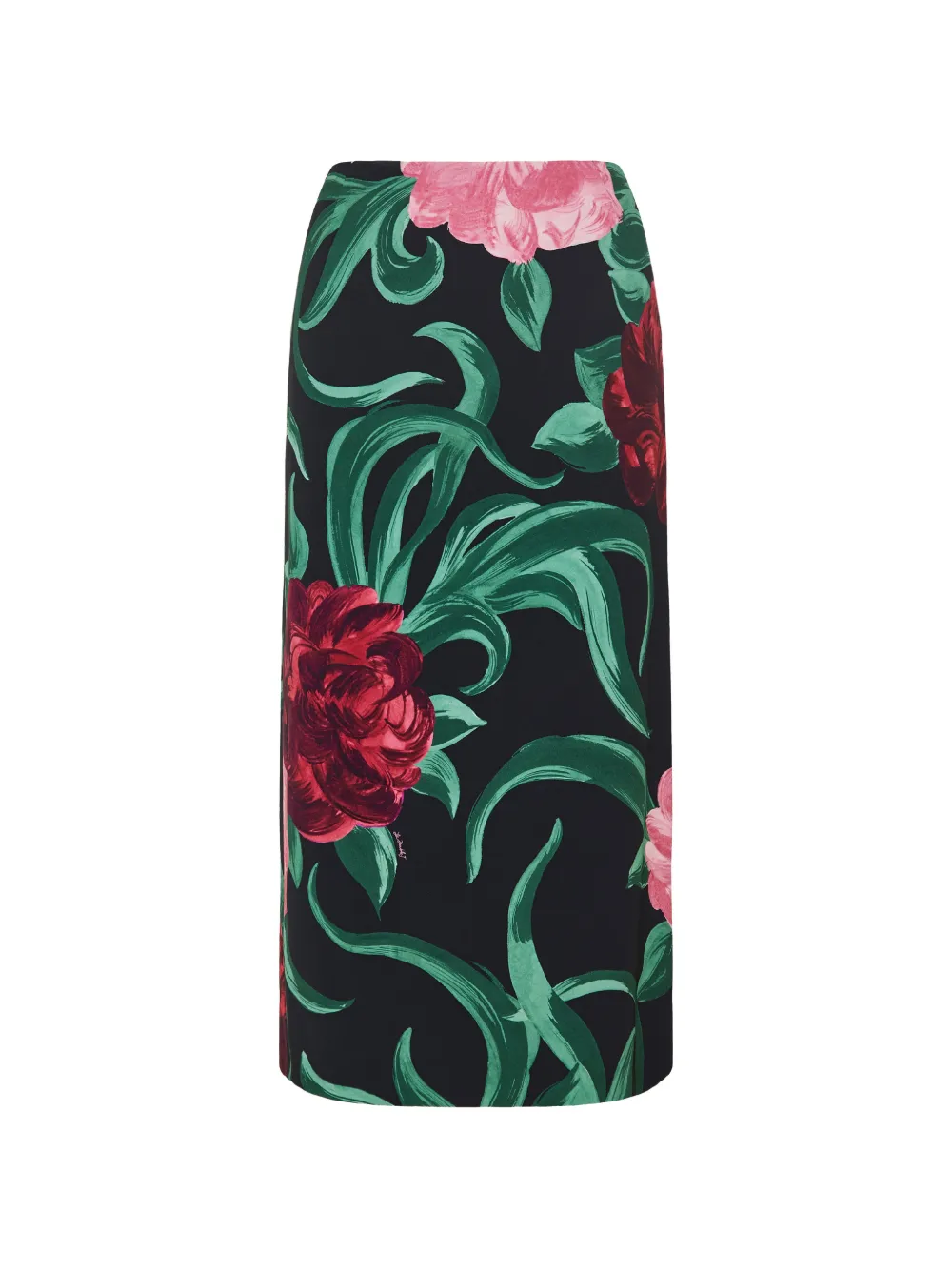 La DoubleJ Midi-rok met bloemenprint Zwart