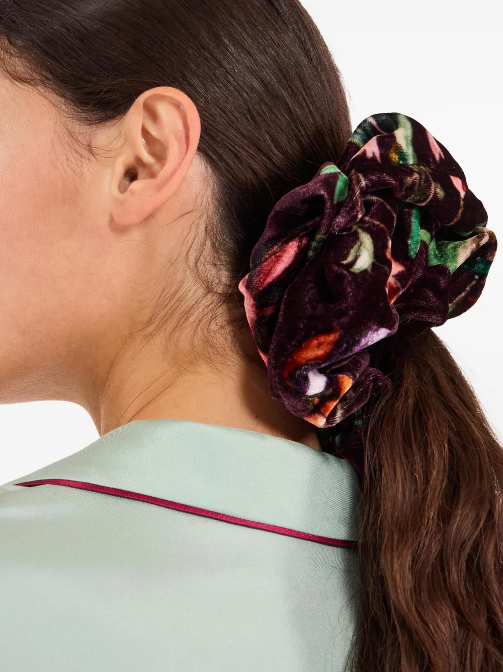 La DoubleJ Scrunchie met bloemenprint Paars