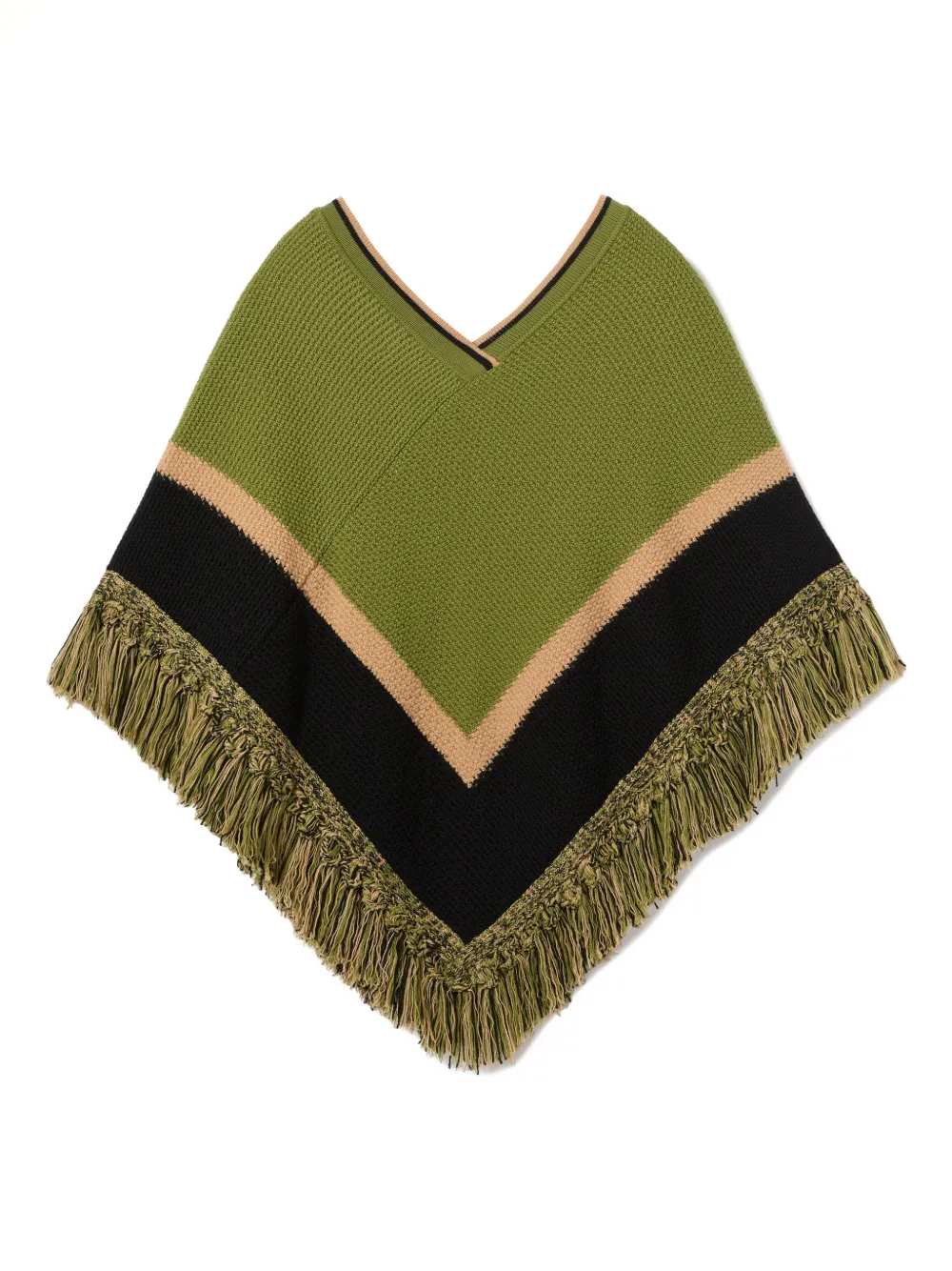 La DoubleJ Embroidered Fringed Dreamcatcher Poncho - Groen