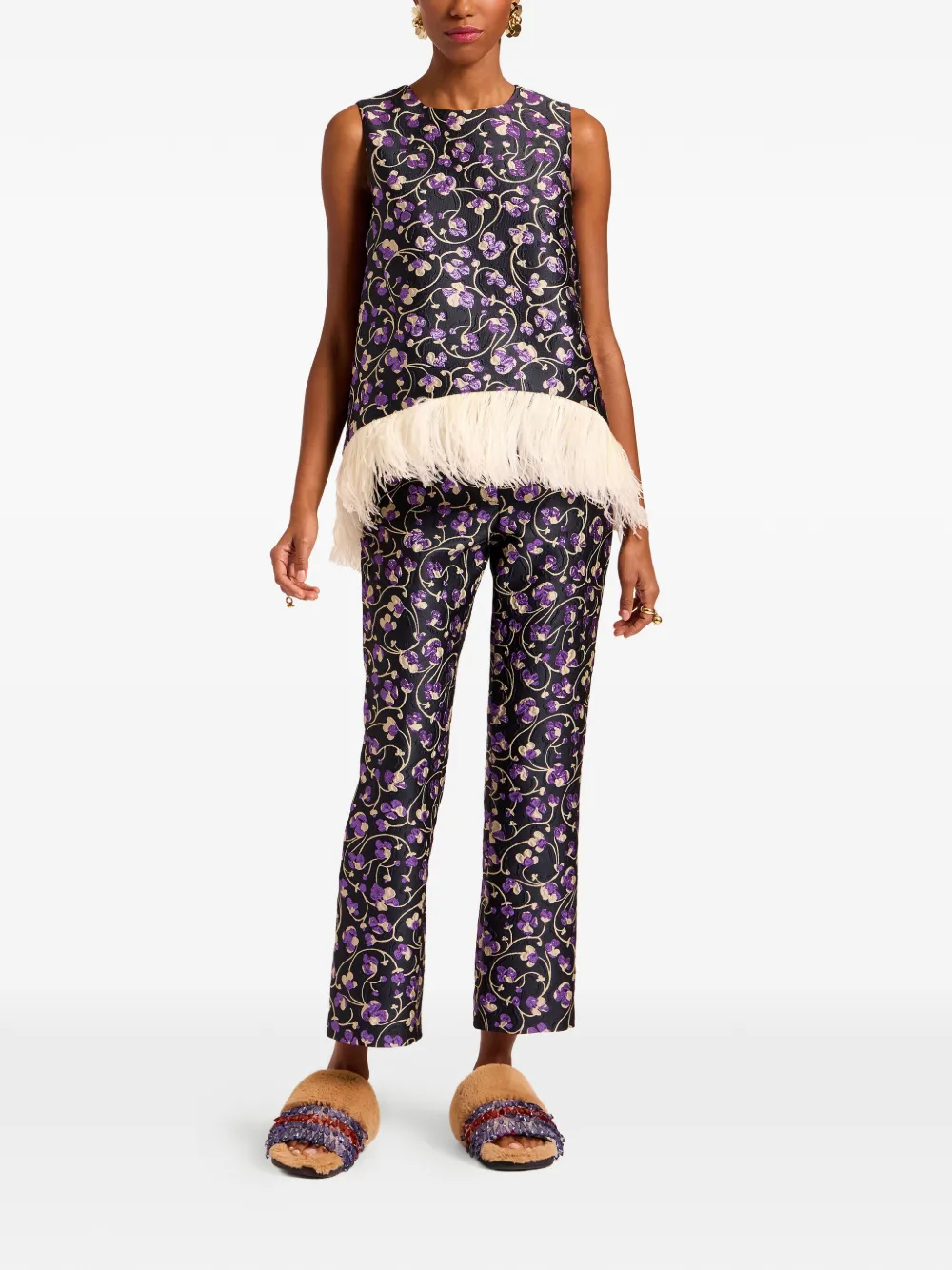 La DoubleJ 24/7 broek met bloemenprint - Zwart