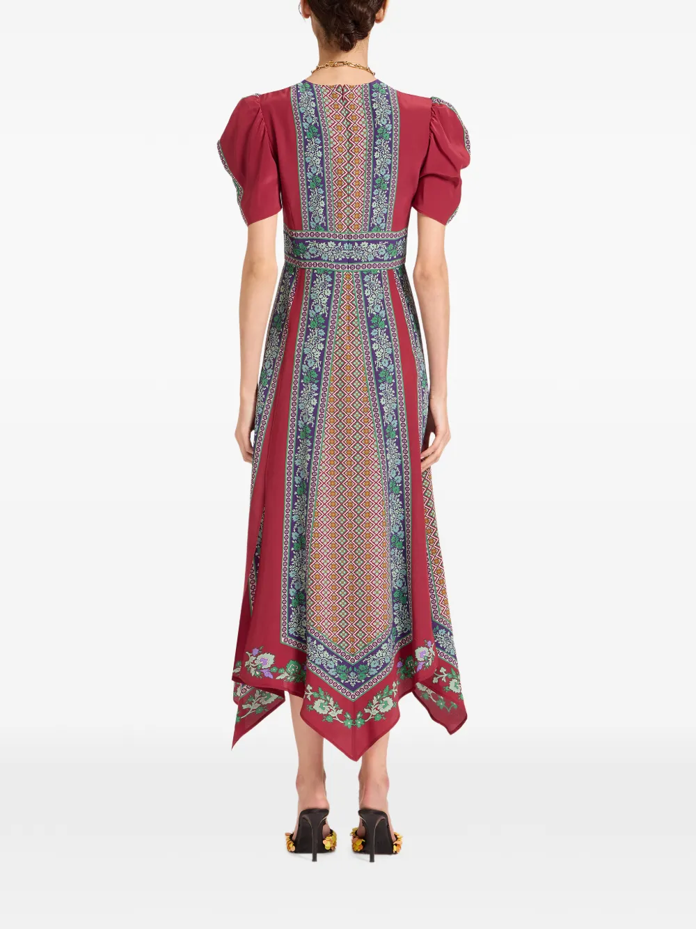 La DoubleJ Midi-jurk met pofmouwen Rood