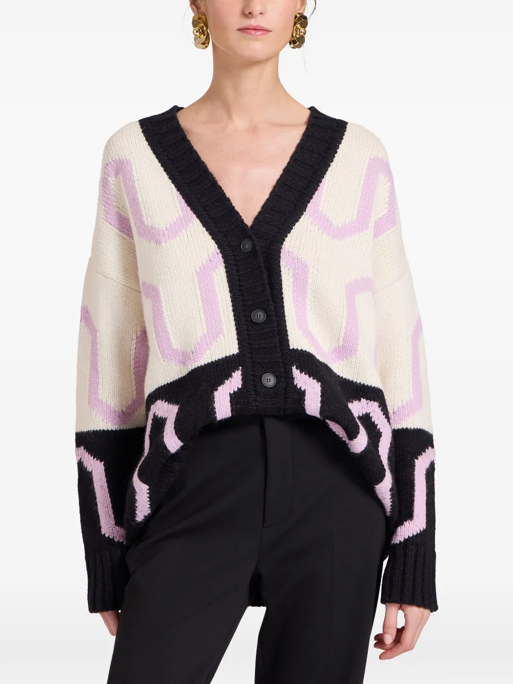  La Doublej Geometric Comber Cardigan - Neutrals 