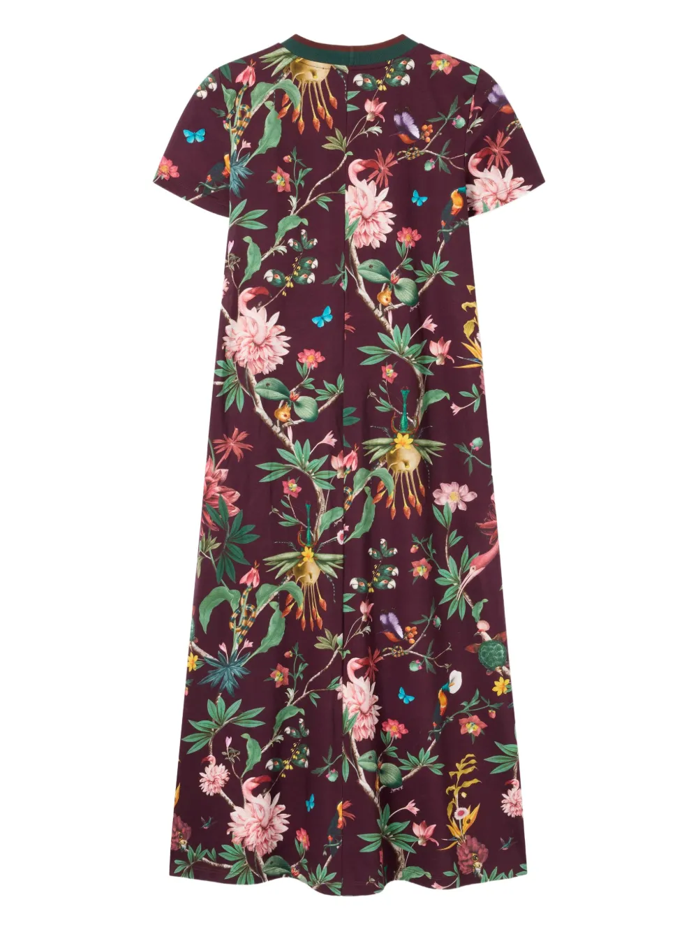 La Doublej Sporty Swing Floral-print Dress In Brown