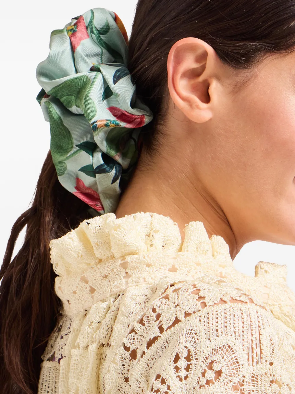 La Doublej Giga Floral Scrunchie In Blue