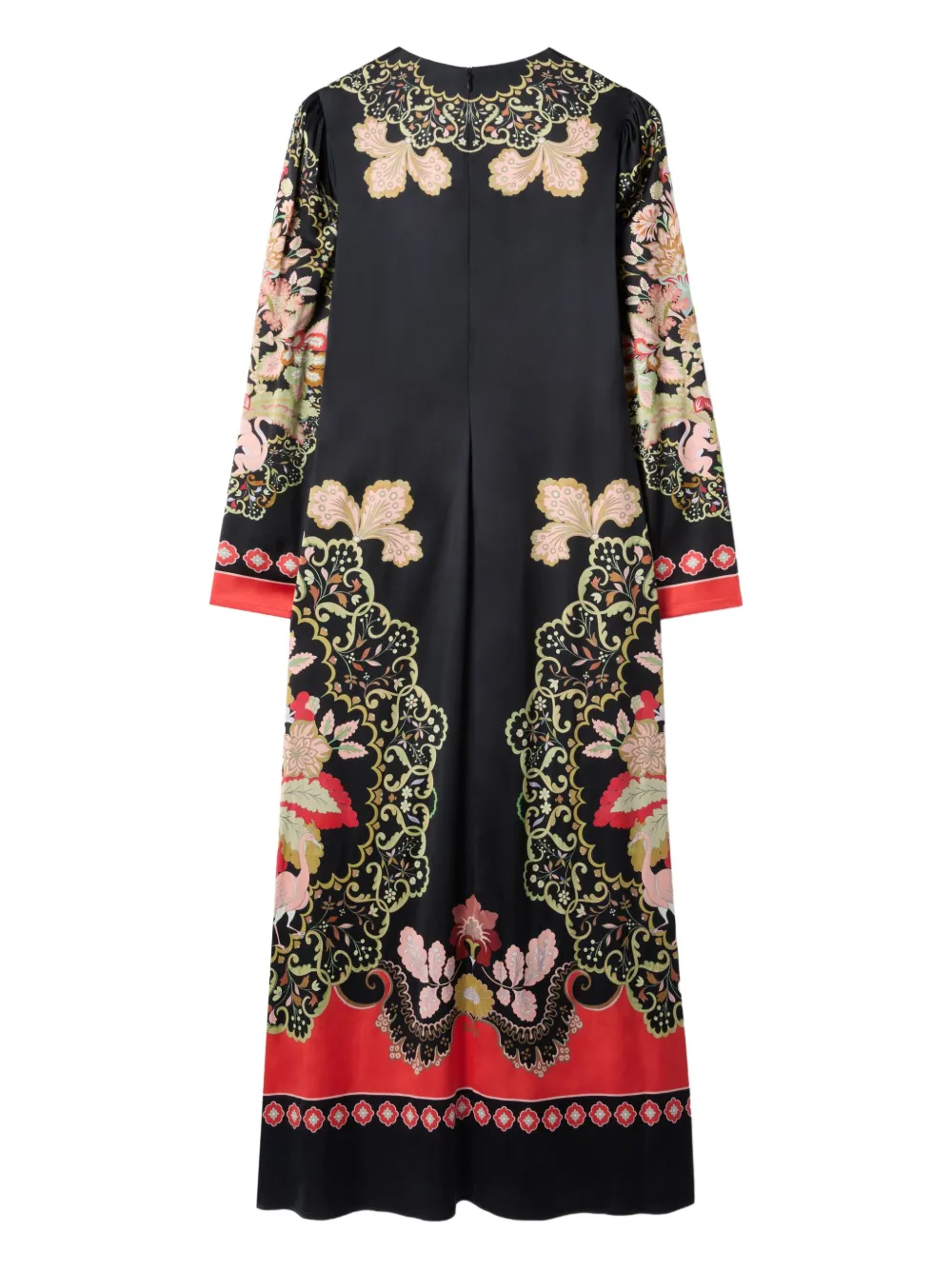 La Doublej Clingy Swing Placed Long-sleeve Maxi Dress In Black