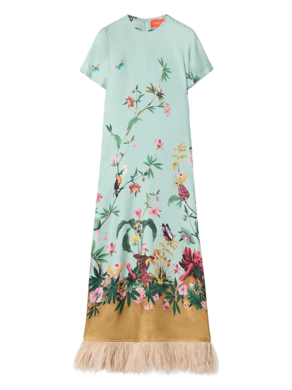 La Doublej Swing Floral-panel Maxi Dress In Blue