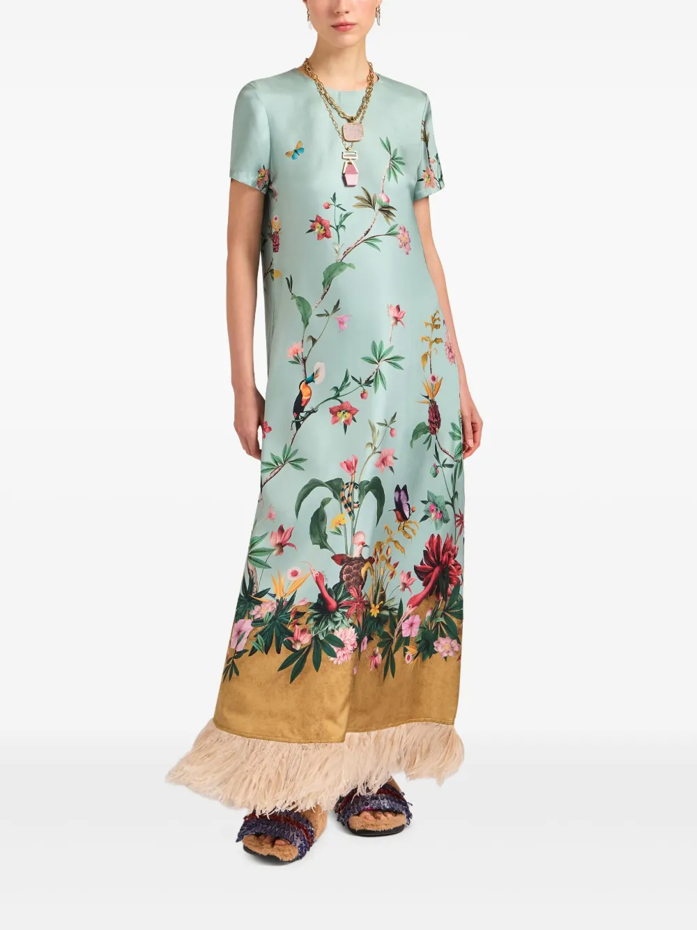 La DoubleJ Swing maxi-jurk met bloemenprint - Blauw